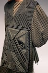 Buy_Kritika Murarka_Black Cotton, Linen Beads, Tassels, Embroidery Geometric Cord And Wooden Dress _Online_at_Aza_Fashions