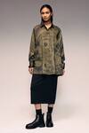 Kritika Murarka_Olive Green Cotton Collared Mata Ortiz-inspired Overdyed Print Shirt _Online_at_Aza_Fashions