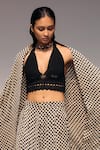 Shop Kritika Murarka Black Cotton Halter Neck, Tie-up Chords Crochet Bralette at Aza Fashions Shop_Kritika Murarka_Black Cotton Halter Neck, Tie-up Chords Crochet Bralette _at_Aza_Fashions
