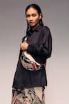 Kritika Murarka_Black Cotton Collared Balloon Sleeve Shirt _Online_at_Aza_Fashions