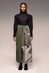 Kritika Murarka_Olive Green Cotton Printed Reversible Overlap Long Skirt _Online_at_Aza_Fashions