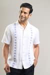 Buy_Aryavir Malhotra_Off White Linen, Cotton Embroidery Hand Shirt _Online_at_Aza_Fashions