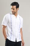 Shop_Aryavir Malhotra_Off White Linen, Cotton Embroidery Hand Shirt _Online_at_Aza_Fashions