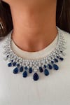 Buy_PRERTO_Sapphire Stones, Crystals Daffodil Set _at_Aza_Fashions