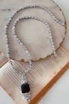 Buy_PRERTO_Emerald Green Stones, Faux Diamonds Imitation Pendant Necklace Set _at_Aza_Fashions