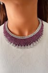 Buy_PRERTO_Red Faux Diamonds, Gemstones Imitation Drops Necklace Set _at_Aza_Fashions