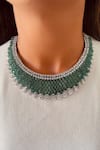 Buy PRERTO Emerald Green Faux Diamonds, Gemstones Oval Kate And Imitation Necklace Set at Aza Fashions Buy_PRERTO_Emerald Green Faux Diamonds, Gemstones Oval Kate And Imitation Necklace Set _at_Aza_Fashions