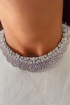 Buy_PRERTO_Pink Stones, Faux Diamonds Imitation Floral Necklace Set _at_Aza_Fashions