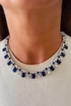 Buy_PRERTO_Sapphire Faux Diamonds, Stones Rosina And Imitation Necklace Set _at_Aza_Fashions