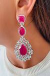 Shop_PRERTO_Red Faux Diamonds, Gemstones Kareena Imitation Necklace Set _at_Aza_Fashions