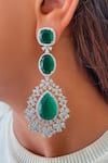 Shop_PRERTO_Emerald Green Faux Diamonds, Gemstones Kareena Layered Imitation Necklace Set _at_Aza_Fashions