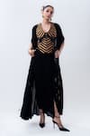 Buy Nupur Kanoi Black Silk, Lycra, Crepe Studs, Embroidery Open Gathered Cape And Frill Skirt Set at Aza Fashions Buy_Nupur Kanoi_Black Silk, Lycra, Crepe Studs, Embroidery Open Gathered Cape And Frill Skirt Set _at_Aza_Fashions