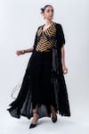 Nupur Kanoi Black Silk, Lycra, Crepe Studs, Embroidery Open Gathered Cape And Frill Skirt Set Online at Aza Fashions Nupur Kanoi_Black Silk, Lycra, Crepe Studs, Embroidery Open Gathered Cape And Frill Skirt Set _Online_at_Aza_Fashions