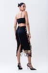 Nupur Kanoi_Gold Crepe, Lycra Sequins, Beads Strappy Bustier And Embroidered Pencil Skirt Set _Online_at_Aza_Fashions