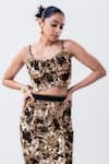 Buy_Nupur Kanoi_Gold Crepe, Lycra Sequins, Beads Strappy Bustier And Embroidered Pencil Skirt Set _Online_at_Aza_Fashions