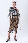 Buy_Nupur Kanoi_Off White Silk, Crepe, Lycra Studs, Printed Studded Shirt And Pencil Skirt Set _at_Aza_Fashions