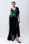 Buy_Nupur Kanoi_Black Chiffon, Crepe, Lycra Sequins, Gathered Jacket And Frill Skirt Set _at_Aza_Fashions