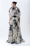 Shop_Nupur Kanoi_Off White Organza, Crepe, Lycra, Satin Printed Jacket With Drawstring Skirt _at_Aza_Fashions