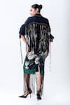 Shop_Nupur Kanoi_Black Silk, Crepe, Lycra Studs, Fringe, Back Shirt With Bougain Pencil Skirt _at_Aza_Fashions