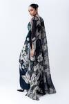 Shop_Nupur Kanoi_Black Crepe, Lycra, Satin Sequins Printed Slit Cape With Drawstring Skirt Set _at_Aza_Fashions