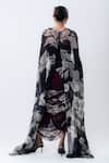Shop Nupur Kanoi Black Crepe, Lycra Sequins, Printed Slit Cape With Gathered Frill Skirt Set at Aza Fashions Shop_Nupur Kanoi_Black Crepe, Lycra Sequins, Printed Slit Cape With Gathered Frill Skirt Set _at_Aza_Fashions