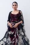 Nupur Kanoi Black Crepe, Lycra Sequins, Printed Slit Cape With Gathered Frill Skirt Set Online at Aza Fashions Nupur Kanoi_Black Crepe, Lycra Sequins, Printed Slit Cape With Gathered Frill Skirt Set _Online_at_Aza_Fashions