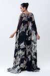 Shop Nupur Kanoi Black Satin, Crepe, Lycra Sequins Printed Slit Cape With Drawstring Skirt Set at Aza Fashions Shop_Nupur Kanoi_Black Satin, Crepe, Lycra Sequins Printed Slit Cape With Drawstring Skirt Set _at_Aza_Fashions