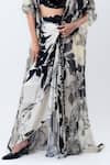 Shop_Nupur Kanoi_Off White Organza, Satin, Lycra, Crepe Printed Jacket With Front Knot Skirt _Online_at_Aza_Fashions
