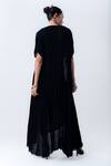 Shop_Nupur Kanoi_Black Crepe, Lycra Sweetheart , Open Gathered Jacket With Draped Dress _at_Aza_Fashions