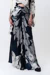 Nupur Kanoi_Off White Crepe, Satin Beads, Sequins Printed Top With Draped Skirt _Online_at_Aza_Fashions