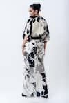 Shop_Nupur Kanoi_Off White Crepe, Satin Sequins Printed Kimono Wrap Top With Side Knot Skirt _at_Aza_Fashions