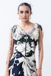 Buy_Nupur Kanoi_Off White Crepe, Chiffon, Satin V-neck Printed Gather Corset With Pick Up Skirt _Online_at_Aza_Fashions
