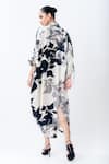 Shop Nupur Kanoi Off White Silk Collared, V-neck Printed Drawstring Shirt Dress at Aza Fashions Shop_Nupur Kanoi_Off White Silk Collared, V-neck Printed Drawstring Shirt Dress _at_Aza_Fashions