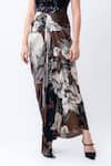 Shop Nupur Kanoi Brown Crepe, Satin, Lycra Sequins V-neck Printed Slit Cape With Draped Dress Online at Aza Fashions Shop_Nupur Kanoi_Brown Crepe, Satin, Lycra Sequins V-neck Printed Slit Cape With Draped Dress _Online_at_Aza_Fashions