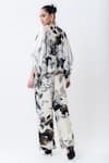 Shop_Nupur Kanoi_Off White Satin, Crepe Studs Collared, Printed Studded Balloon Top With Pant _at_Aza_Fashions