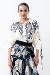 Nupur Kanoi_Off White Silk, Satin Beads, Beaded Shirt With Printed A-line Pick Up Skirt _Online_at_Aza_Fashions