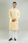 Buy_Rng Safawala_Yellow Crepe, Silk, Dupion Embroidery Resham Kurta And Pant Set _at_Aza_Fashions
