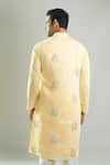 Shop_Rng Safawala_Yellow Crepe, Silk, Dupion Embroidery Resham Kurta And Pant Set _at_Aza_Fashions
