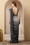 Shop_Soniya G_Charcoal Net Sequins, Beads Square Ombre Shimmer Pre-draped Saree With Blouse _at_Aza_Fashions