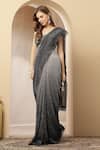 Soniya G_Charcoal Net Sequins, Beads Square Ombre Shimmer Pre-draped Saree With Blouse _at_Aza_Fashions