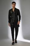 Buy_SALIL BHATIA_Black Silk, Chanderi Sequins Embellished Sherwani Set _at_Aza_Fashions