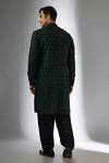 Shop_SALIL BHATIA_Green Silk, Modal, Satin Embroidery, Sequins Bel Boota Embellished Kurta Set _at_Aza_Fashions