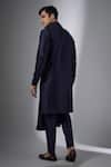 Shop_SALIL BHATIA_Navy Chanderi Silk, Modal, Satin Embroidery, Neer Mahal Embellished Kurta Set _at_Aza_Fashions