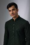 Buy_SALIL BHATIA_Green Silk, Modal, Satin Sequins, Embroidery Rooh Mahal Embellished Kurta Set _Online_at_Aza_Fashions
