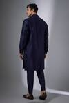 Shop_SALIL BHATIA_Navy Silk, Silk, Sequins, Neer Mahal Embellished Kurta Set _at_Aza_Fashions