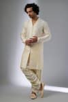 Buy_SALIL BHATIA_Ivory Chanderi Silk, Modal, Satin Button-down Kurta Set _at_Aza_Fashions