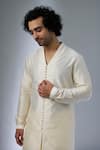 SALIL BHATIA_Ivory Chanderi Silk, Modal, Satin Button-down Kurta Set _Online_at_Aza_Fashions