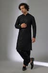 Buy_SALIL BHATIA_Black Silk, Modal, Satin Embroidery, Zari Barfi Boota Embellished Kurta Set _at_Aza_Fashions