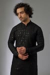 Buy_SALIL BHATIA_Black Silk, Modal, Satin Embroidery, Zari Barfi Boota Embellished Kurta Set _Online_at_Aza_Fashions