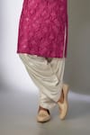 SALIL BHATIA_Pink Silk, Modal, Satin Embroidery, Sequins Amber Mahal Embellished Kurta Set _Online_at_Aza_Fashions